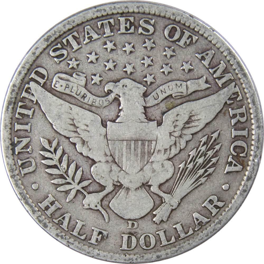 1906 D Barber Half Dollar VG Very Good 90% Silver 50c US Type Coin Collectible