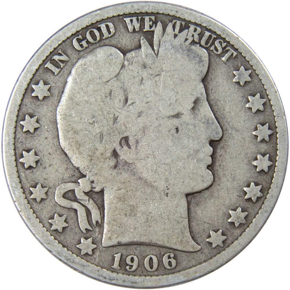 1906 D Barber Half Dollar AG About Good 90% Silver 50c US Type Coin Collectible