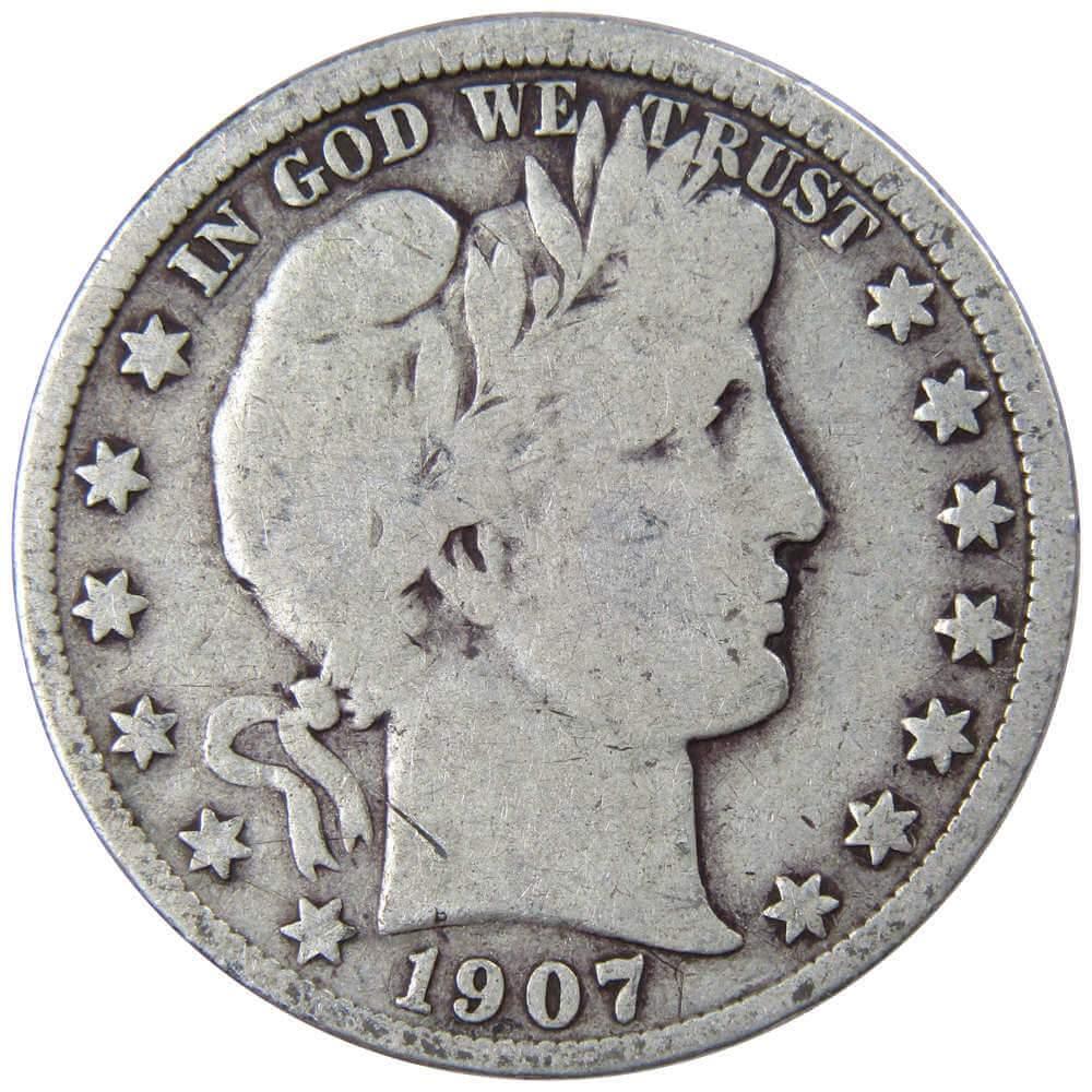 1907 Barber Half Dollar VG Very Good 90% Silver 50c US Type Coin Collectible