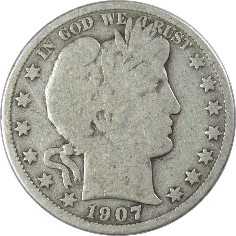 1907 Barber Half Dollar AG About Good 90% Silver 50c US Type Coin Collectible