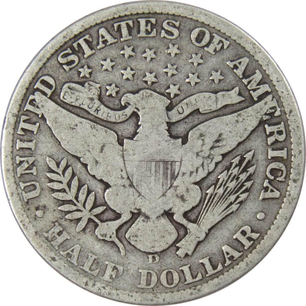 1908 D Barber Half Dollar G Good 90% Silver 50c US Type Coin Collectible