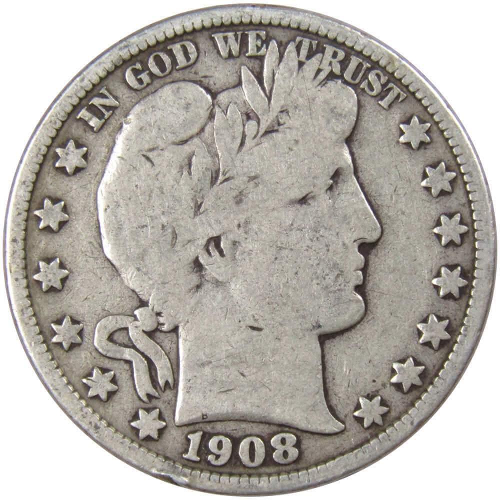 1908 D Barber Half Dollar VG Very Good 90% Silver 50c US Type Coin Collectible