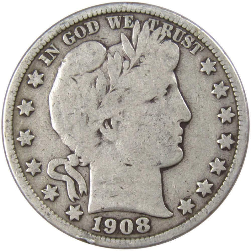 1908 D Barber Half Dollar VG Very Good 90% Silver 50c US Type Coin Collectible - Profile Coins & Collectibles 