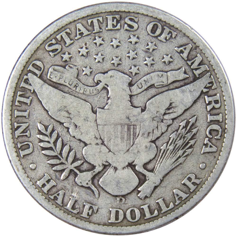 1908 D Barber Half Dollar VG Very Good 90% Silver 50c US Type Coin Collectible