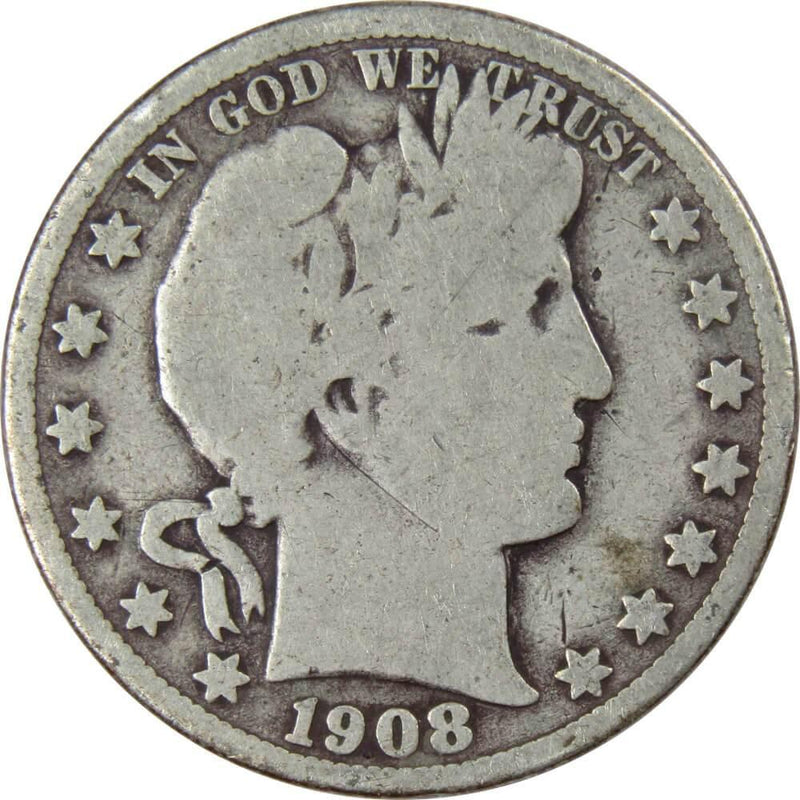 1908 D Barber Half Dollar AG About Good 90% Silver 50c US Type Coin Collectible - Profile Coins & Collectibles 