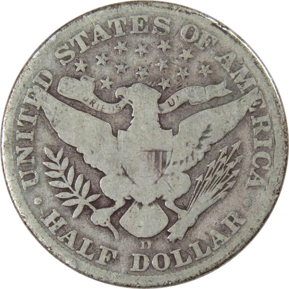 1908 D Barber Half Dollar AG About Good 90% Silver 50c US Type Coin Collectible