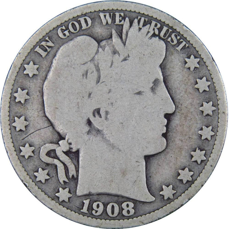 1908 O Barber Half Dollar AG About Good 90% Silver 50c US Type Coin Collectible - Profile Coins & Collectibles 