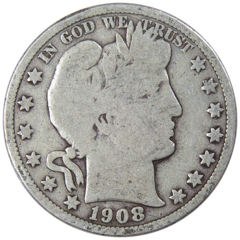 1908 S Barber Half Dollar AG About Good 90% Silver 50c US Type Coin Collectible - Profile Coins & Collectibles 