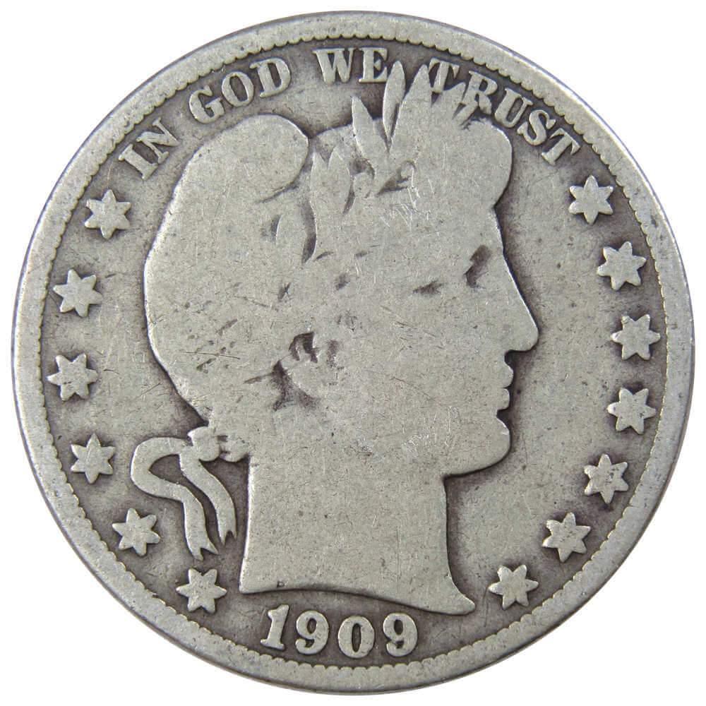 1909 Barber Half Dollar AG About Good 90% Silver 50c US Type Coin Collectible