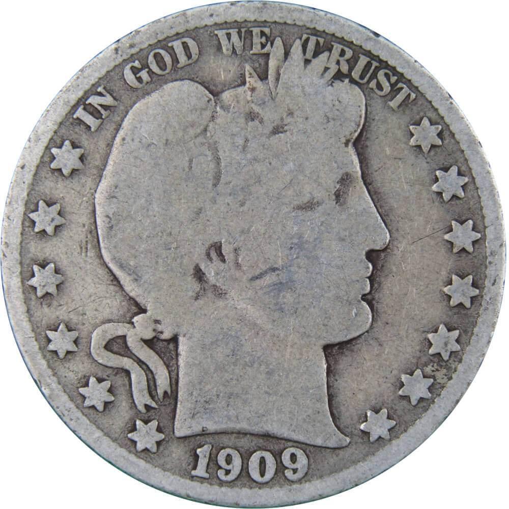 1909 S Barber Half Dollar AG About Good 90% Silver 50c US Type Coin Collectible