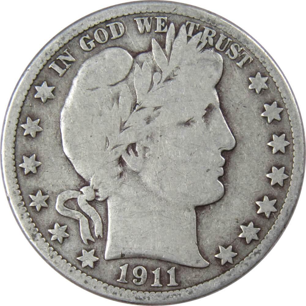 1911 Barber Half Dollar G Good 90% Silver 50c US Type Coin Collectible