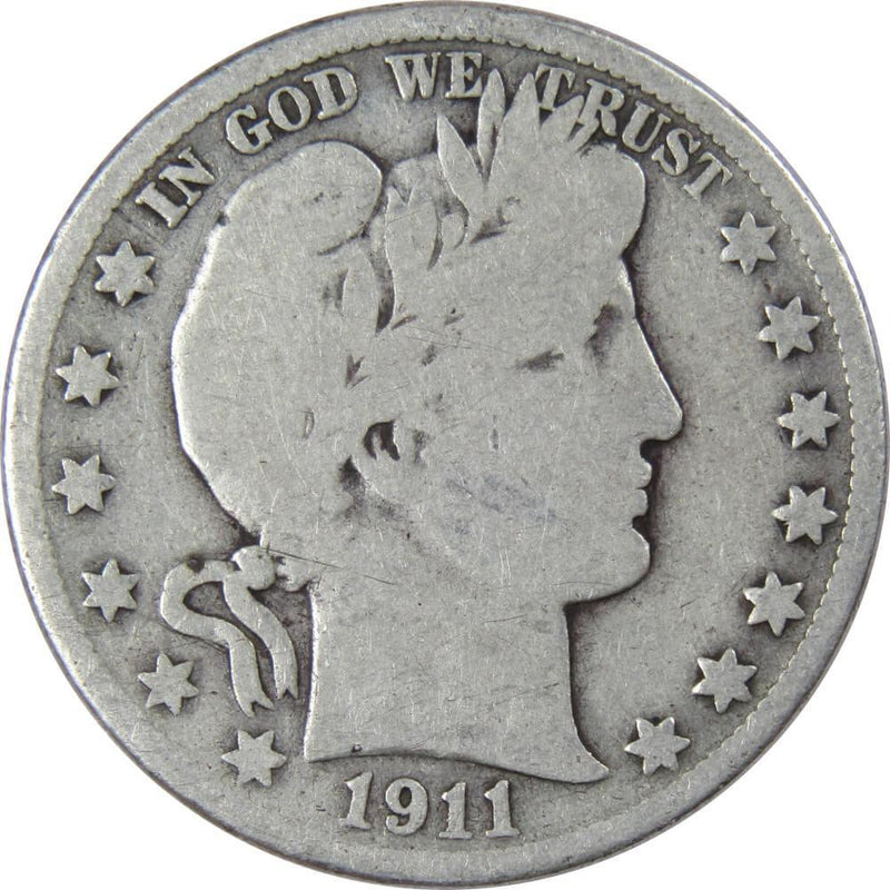 1911 D Barber Half Dollar AG About Good 90% Silver 50c US Type Coin Collectible - Profile Coins & Collectibles 
