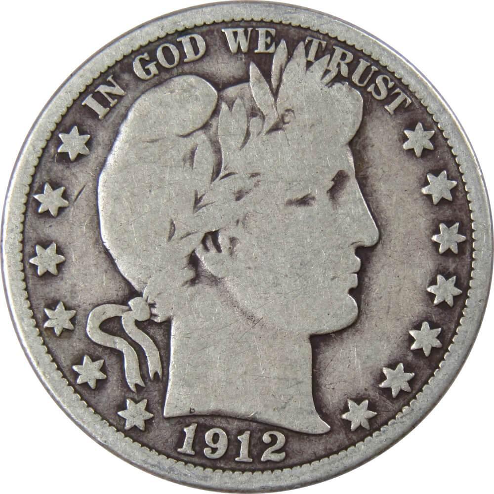 1912 Barber Half Dollar G Good 90% Silver 50c US Type Coin Collectible