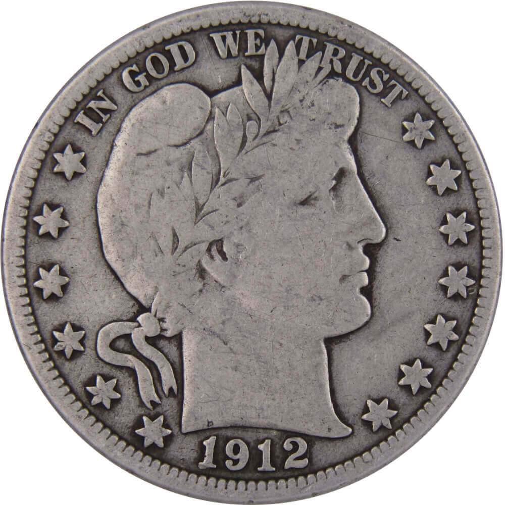 1912 Barber Half Dollar VG Very Good 90% Silver 50c US Type Coin Collectible