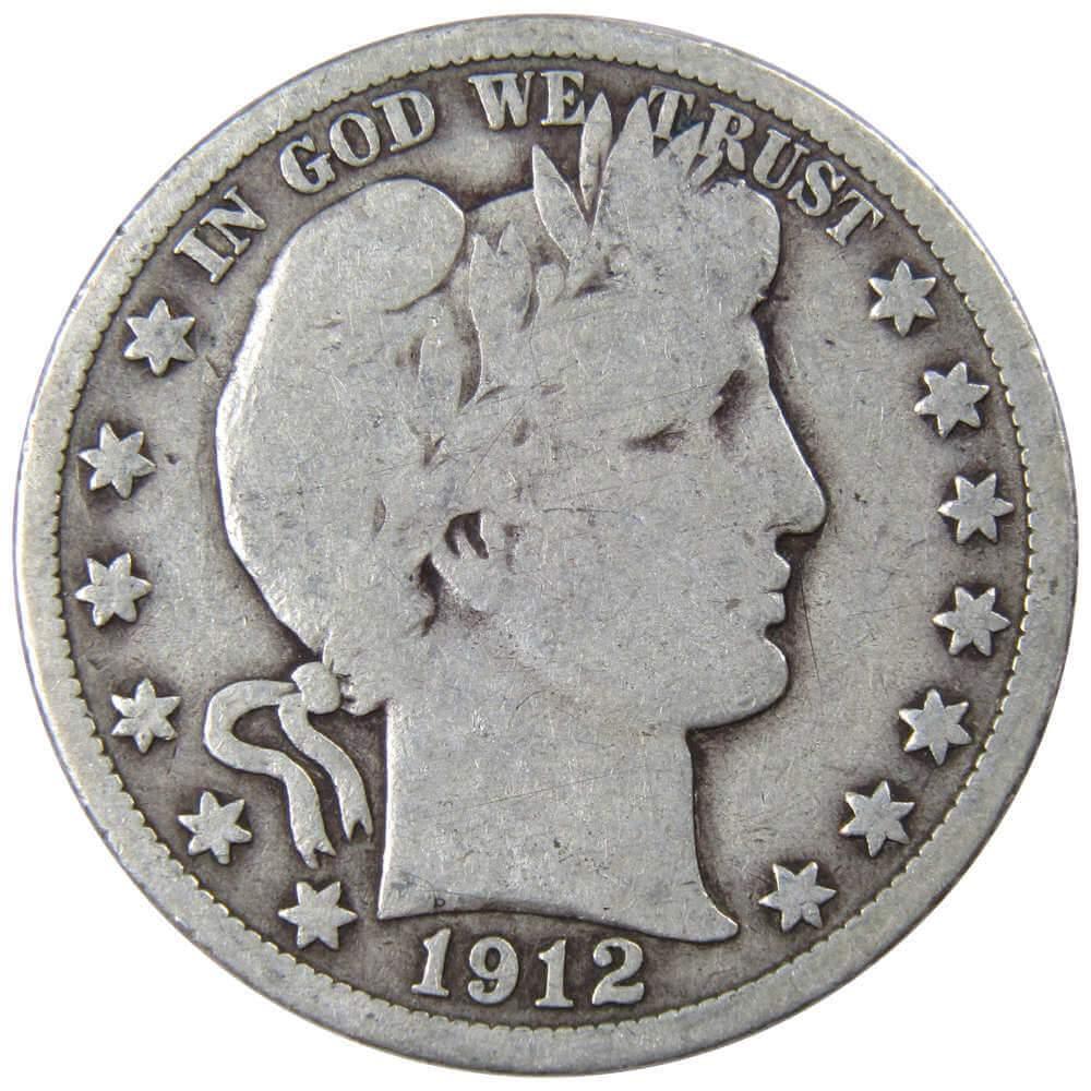 1912 Barber Half Dollar AG About Good 90% Silver 50c US Type Coin Collectible