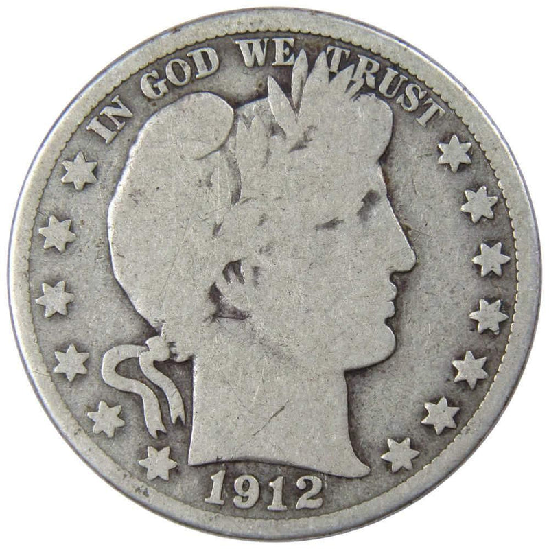 1912 D Barber Half Dollar G Good 90% Silver 50c US Type Coin Collectible - Profile Coins & Collectibles 