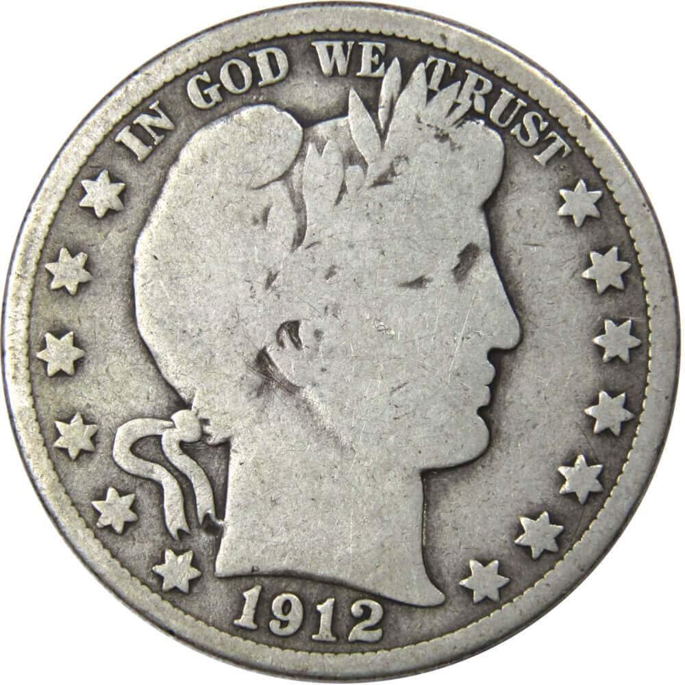 1912 D Barber Half Dollar VG Very Good 90% Silver 50c US Type Coin Collectible