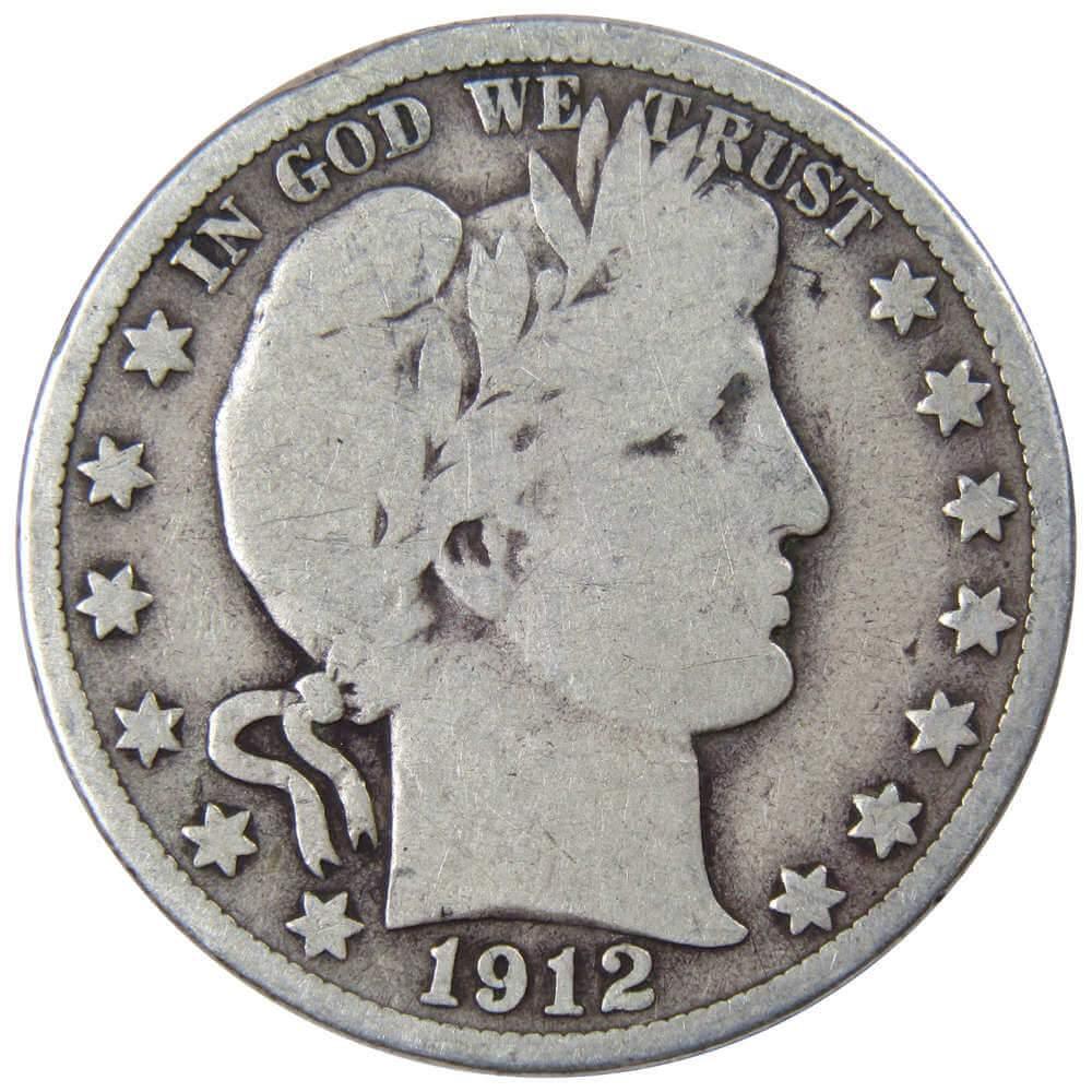 1912 D Barber Half Dollar AG About Good 90% Silver 50c US Type Coin Collectible