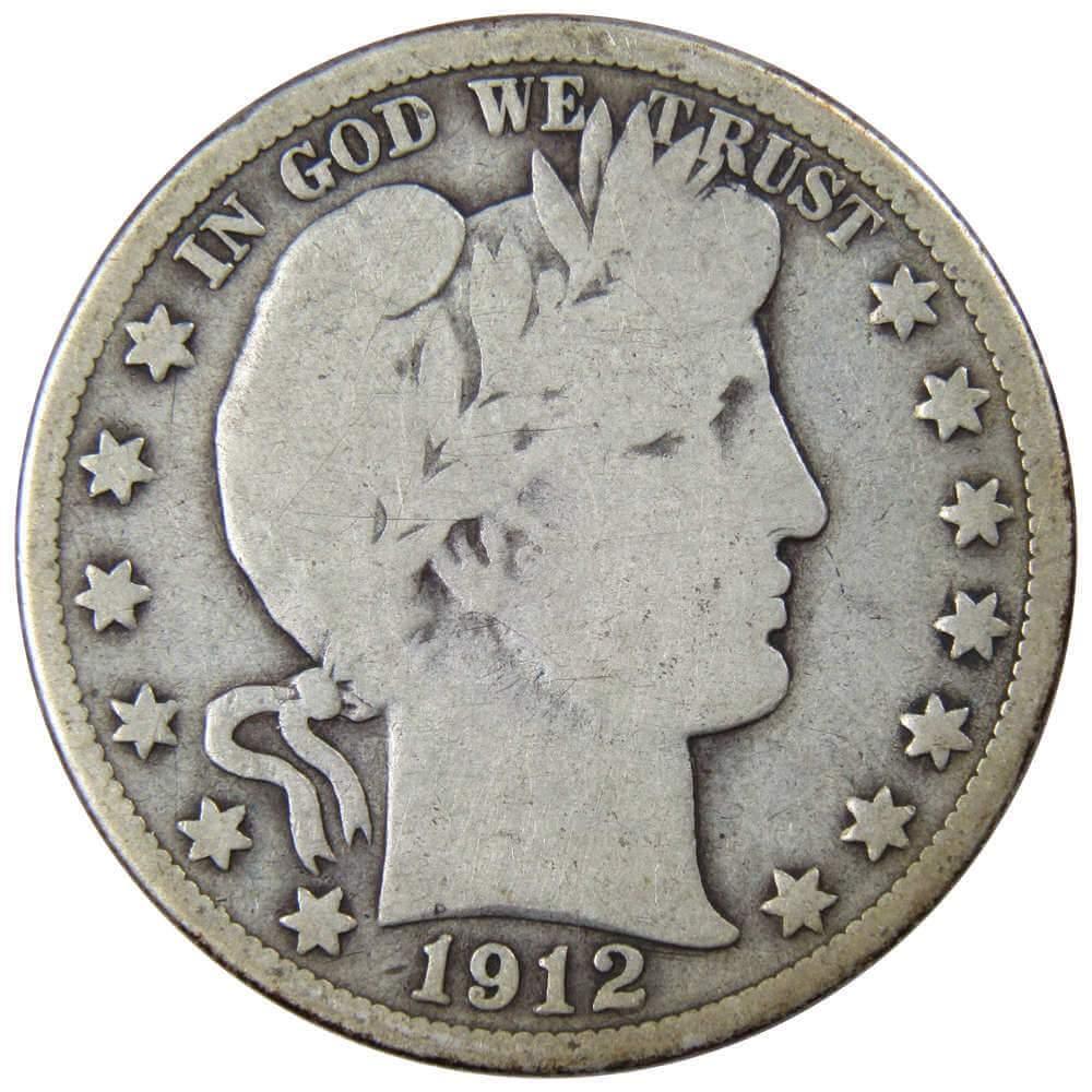 1912 S Barber Half Dollar G Good 90% Silver 50c US Type Coin Collectible