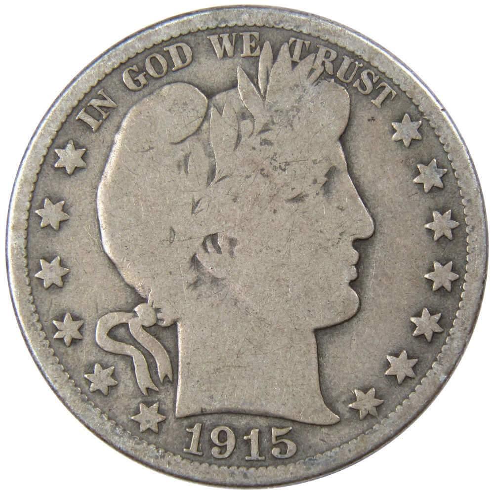 1915 D Barber Half Dollar G Good 90% Silver 50c US Type Coin Collectible