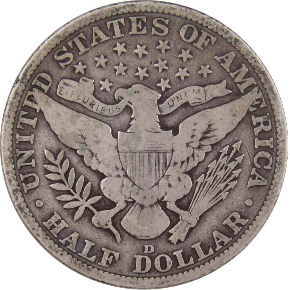 1915 D Barber Half Dollar VG Very Good 90% Silver 50c US Type Coin Collectible