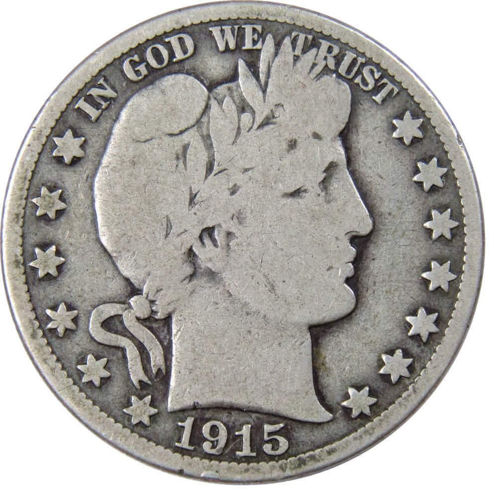 1915 S Barber Half Dollar G Good 90% Silver 50c US Type Coin Collectible