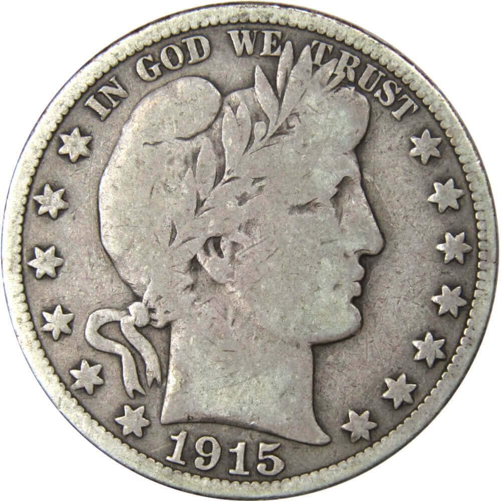 1915 S Barber Half Dollar VG Very Good 90% Silver 50c US Type Coin Collectible