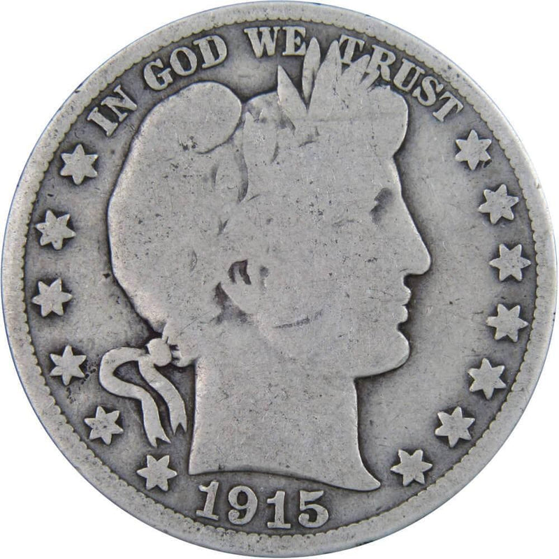 1915 S Barber Half Dollar AG About Good 90% Silver 50c US Type Coin Collectible - Profile Coins & Collectibles 