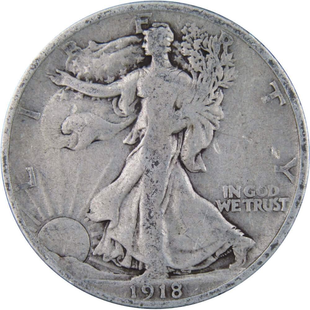1918 Liberty Walking Half Dollar AG About Good 90% Silver 50c US Coin