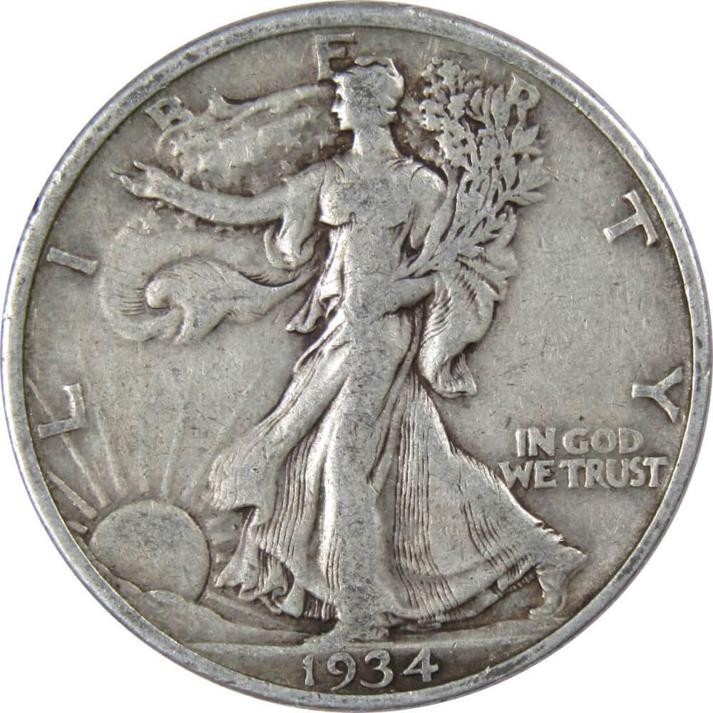 1934 Liberty Walking Half Dollar F Fine 90% Silver 50c US Coin Collectible