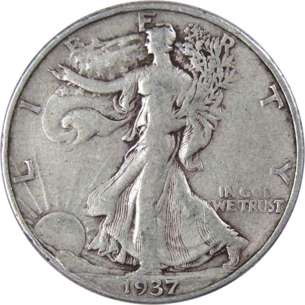 1937 Liberty Walking Half Dollar F Fine 90% Silver 50c US Coin Collectible