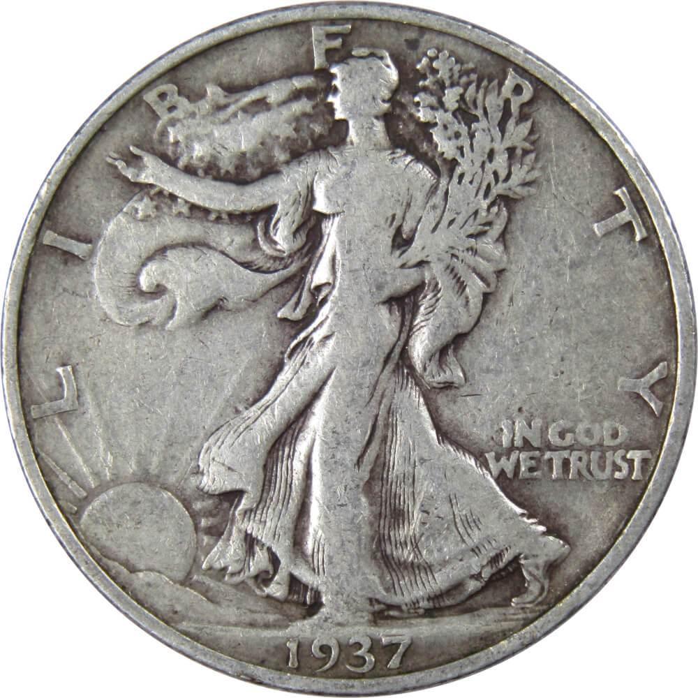 1937 S Liberty Walking Half Dollar AG About Good 90% Silver 50c US Coin