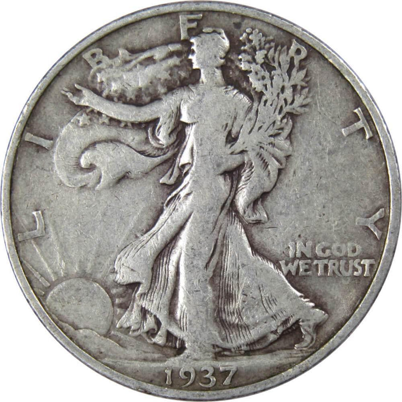 1937 S Liberty Walking Half Dollar AG About Good 90% Silver 50c US Coin - Walking Liberty Half Dollars - Profile Coins &amp; Collectibles