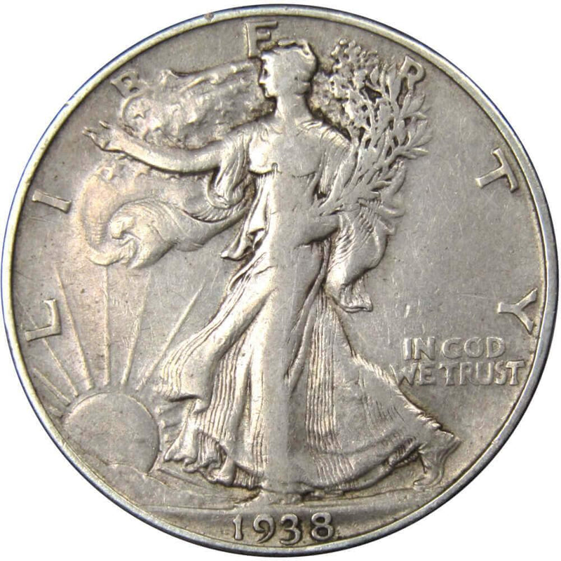 1938 D Liberty Walking Half Dollar VF Very Fine 90% Silver 50c US Coin - Walking Liberty Half Dollars - Profile Coins &amp; Collectibles
