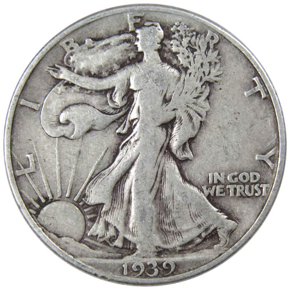 1939 D Liberty Walking Half Dollar VG Very Good 90% Silver 50c US Coin