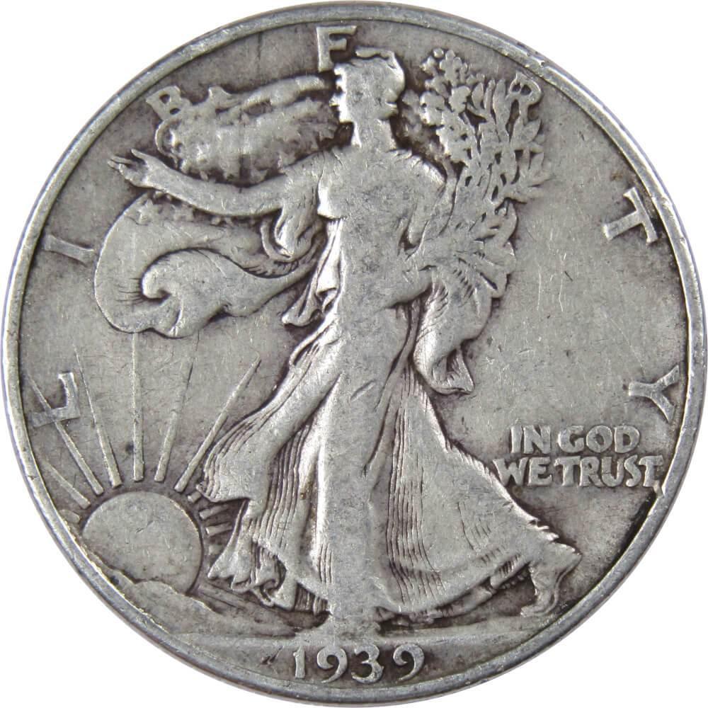 1939 D Liberty Walking Half Dollar F Fine 90% Silver 50c US Coin Collectible