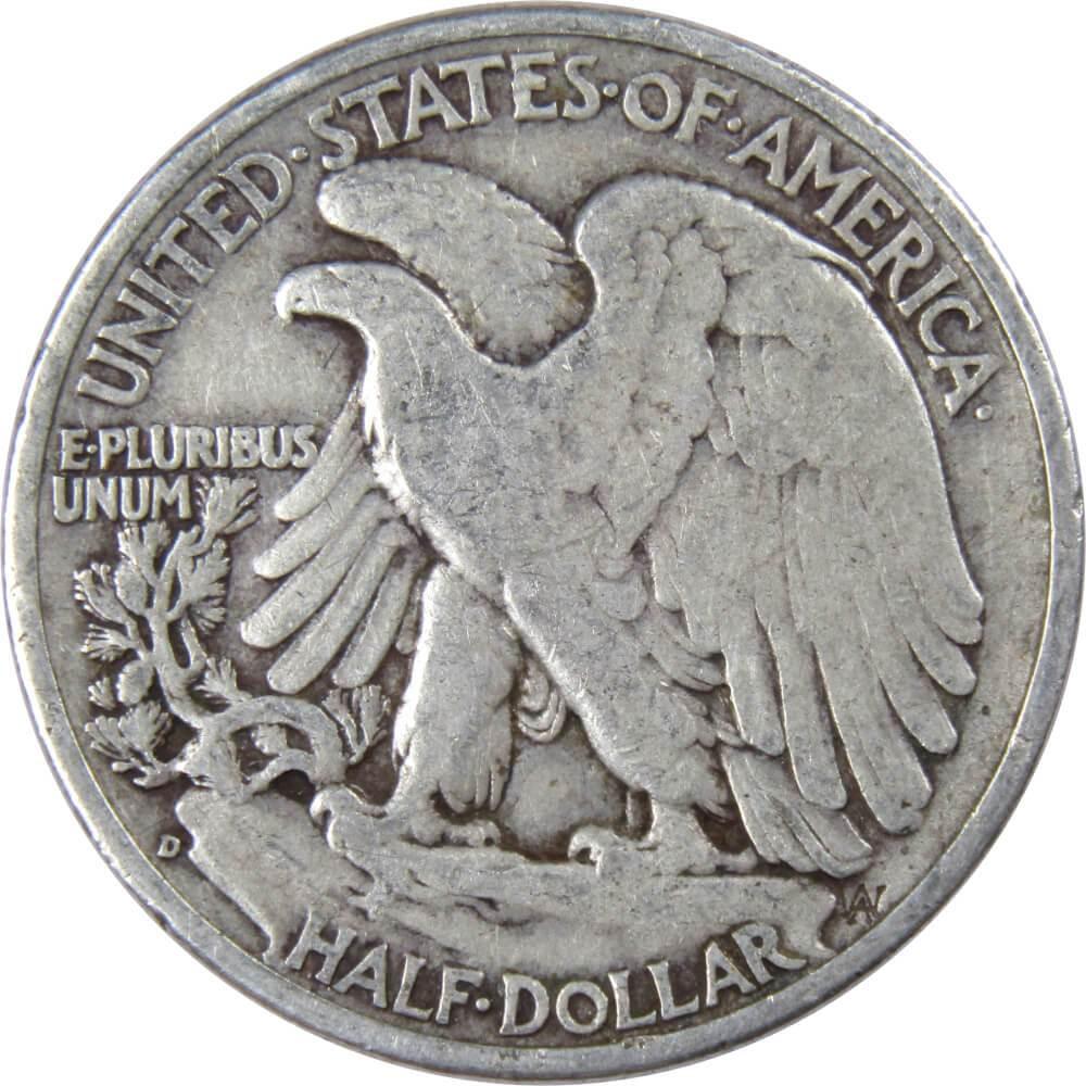 1939 D Liberty Walking Half Dollar F Fine 90% Silver 50c US Coin Collectible