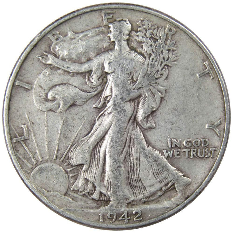1942 Liberty Walking Half Dollar AG About Good 90% Silver 50c US Coin - Walking Liberty Half Dollars - Profile Coins &amp; Collectibles