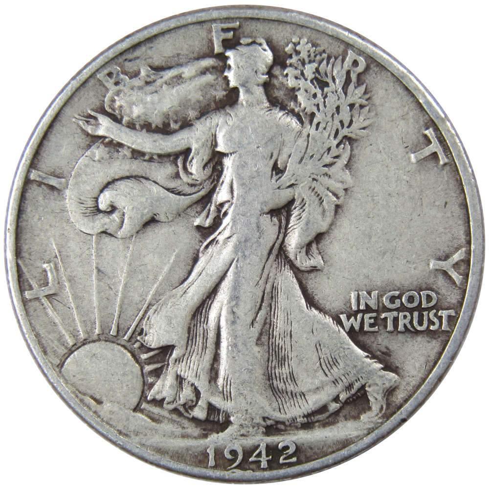 1942 D Liberty Walking Half Dollar VG Very Good 90% Silver 50c US Coin