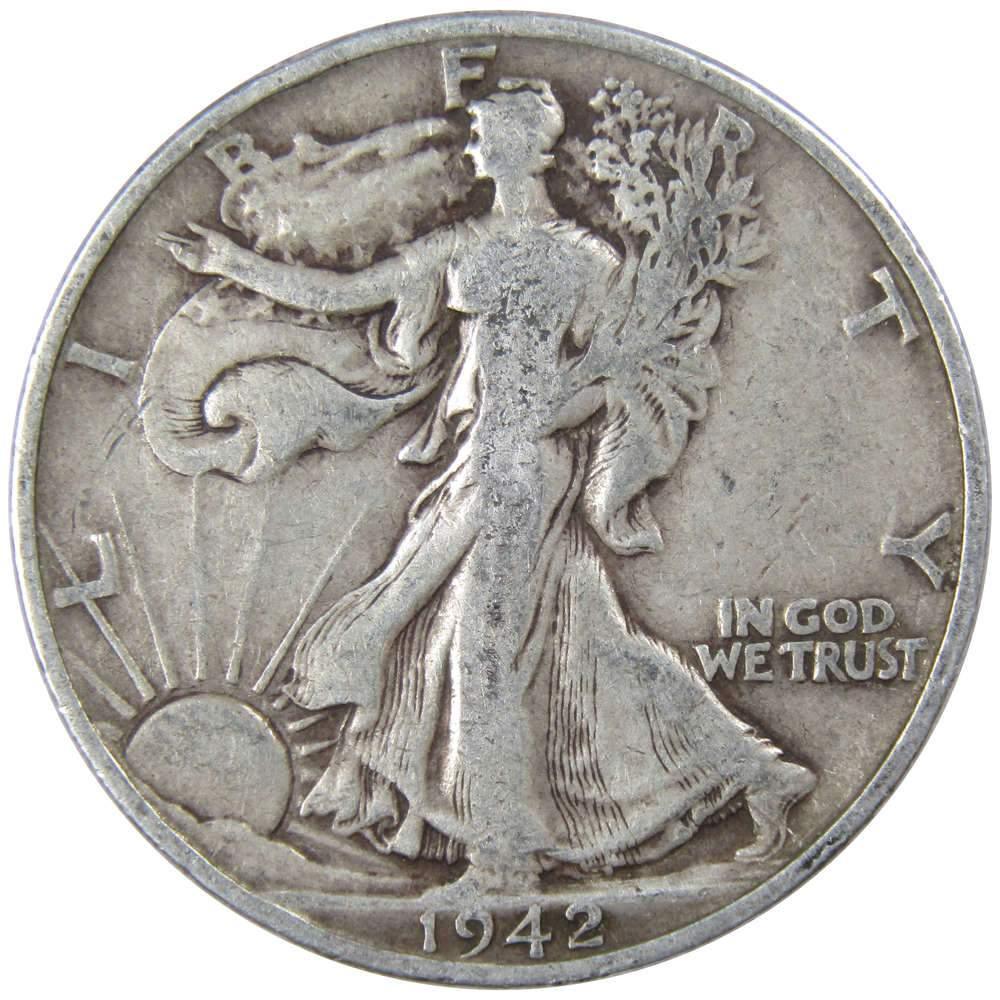 1942 S Liberty Walking Half Dollar VG Very Good 90% Silver 50c US Coin