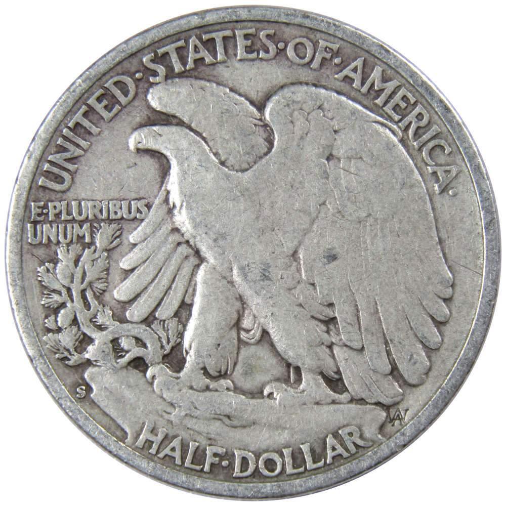 1942 S Liberty Walking Half Dollar F Fine 90% Silver 50c US Coin Collectible