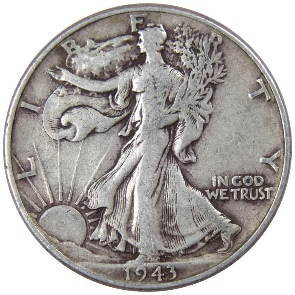 1943 Liberty Walking Half Dollar F Fine 90% Silver 50c US Coin Collectible