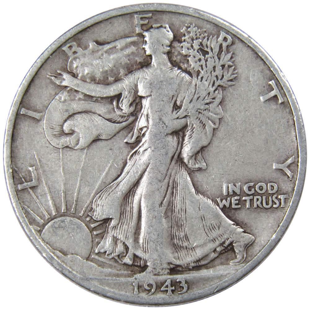 1943 D Liberty Walking Half Dollar F Fine 90% Silver 50c US Coin Collectible