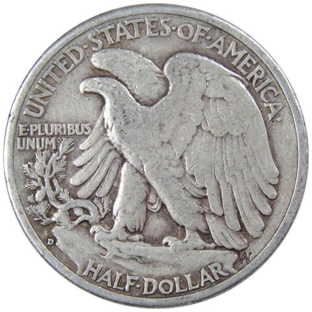 1943 D Liberty Walking Half Dollar F Fine 90% Silver 50c US Coin Collectible
