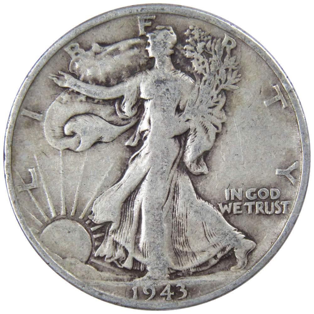1943 S Liberty Walking Half Dollar VG Very Good 90% Silver 50c US Coin