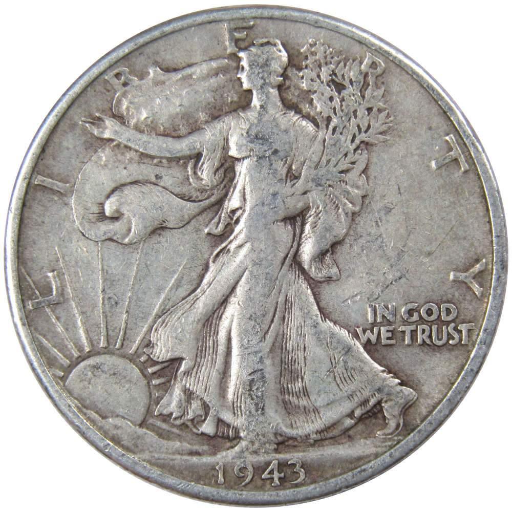 1943 S Liberty Walking Half Dollar F Fine 90% Silver 50c US Coin Collectible