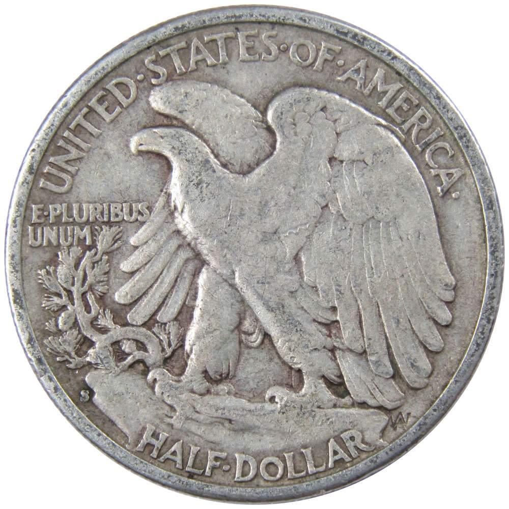 1943 S Liberty Walking Half Dollar F Fine 90% Silver 50c US Coin Collectible