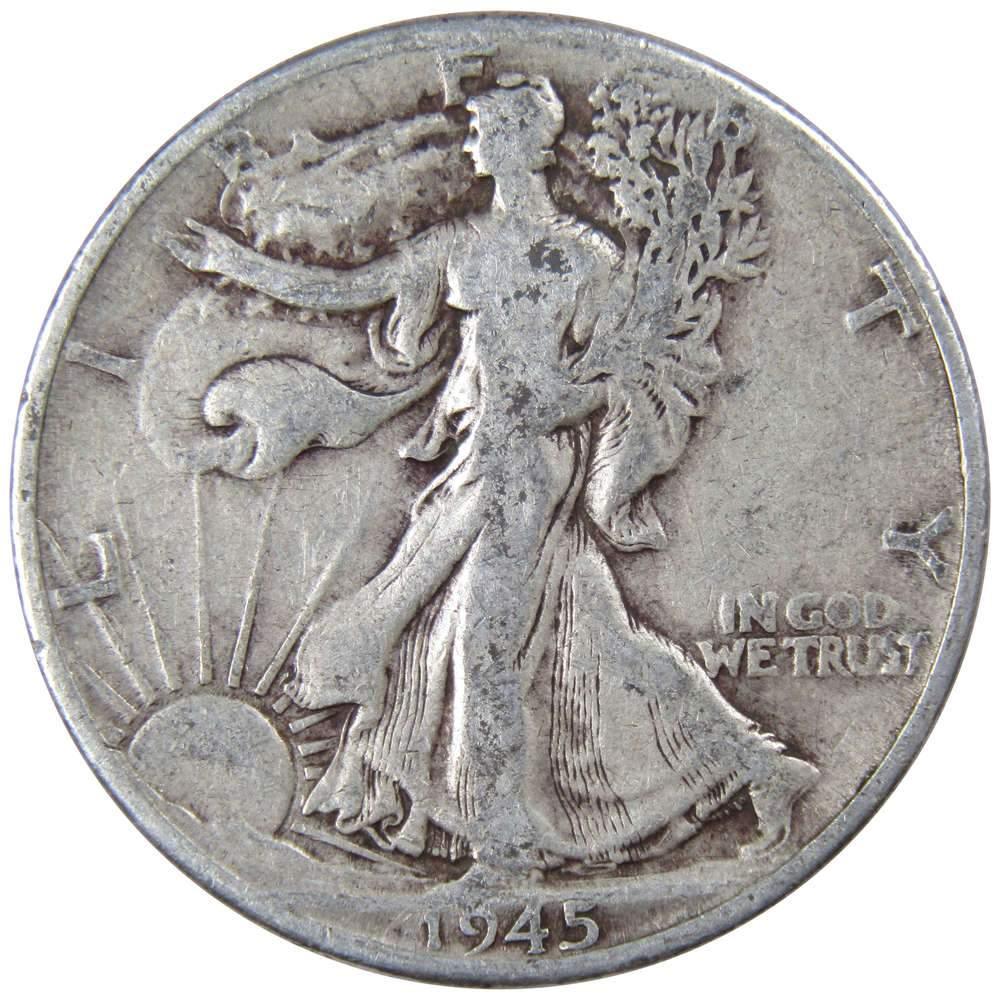 1945 D Liberty Walking Half Dollar VG Very Good 90% Silver 50c US Coin