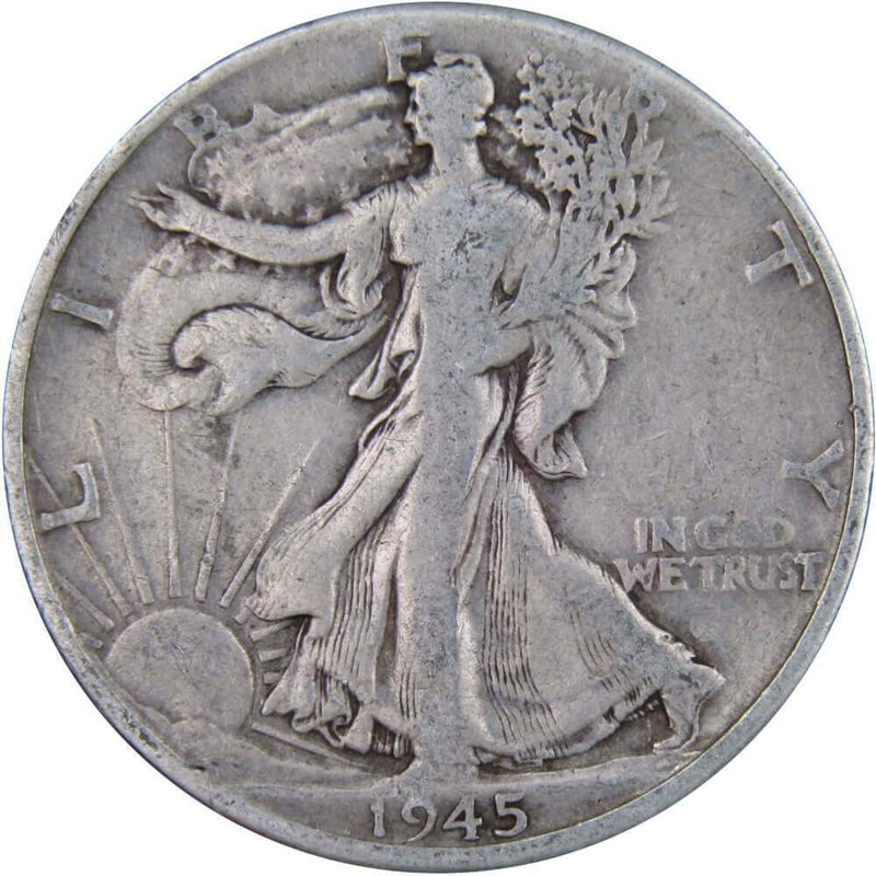 1945 D Liberty Walking Half Dollar AG About Good 90% Silver 50c US Coin - Walking Liberty Half Dollars - Profile Coins &amp; Collectibles