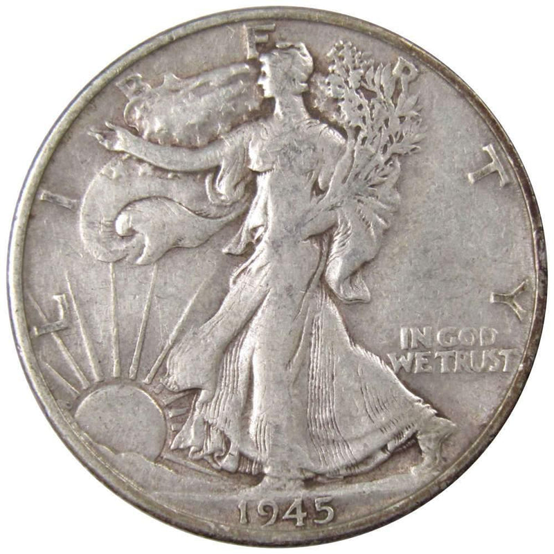 1945 S Liberty Walking Half Dollar F Fine 90% Silver 50c US Coin Collectible - Walking Liberty Half Dollars - Profile Coins &amp; Collectibles